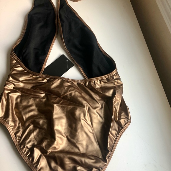 MADE IN 🇺🇸 Matte Gold One Piece Swimsuit. - Picture 6 of 9